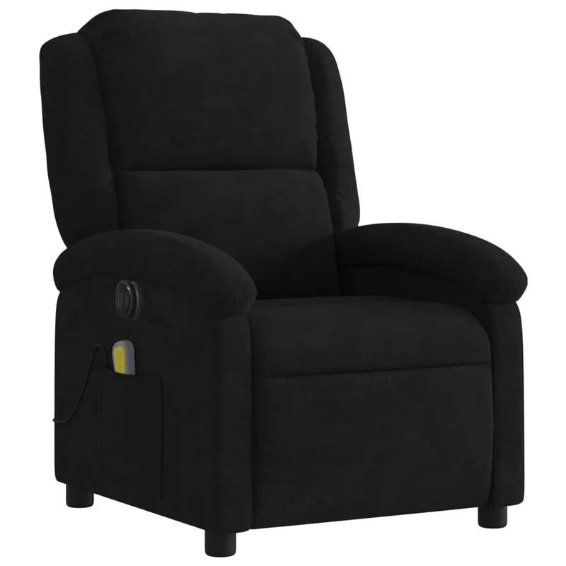 Fauteuil de relaxation fonction massage et inclinable 6 points de massage en velours noir DEC027827