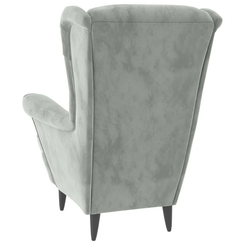 Fauteuil relax avec rebords latérals et repose-pieds en velours gris clair DEC028692