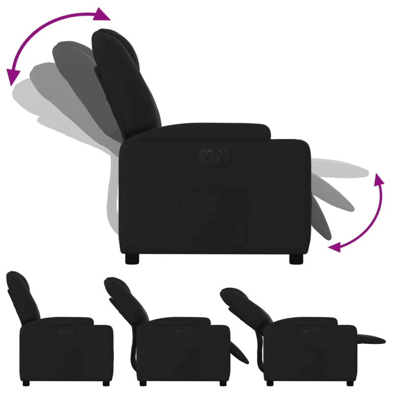 Fauteuil relax TV fonction d'inclinaison électrique très confortable en tissu noir DEC028502