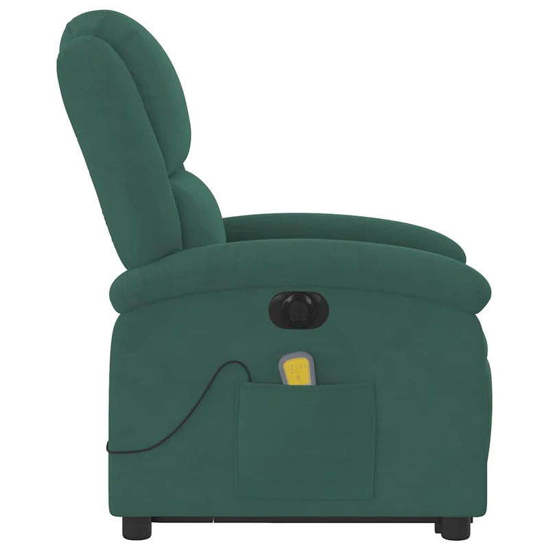 Fauteuil de relaxation fonction massage et inclinable en velours vert foncé DEC027881