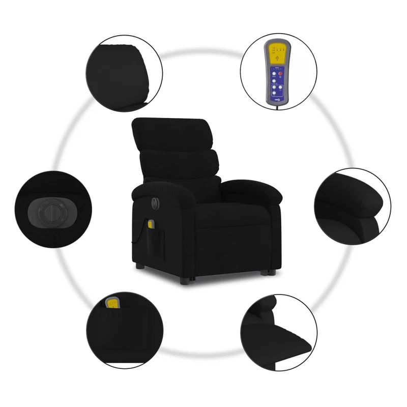 Fauteuil de relaxation fonction massage et inclinable en tissu noir DEC027816