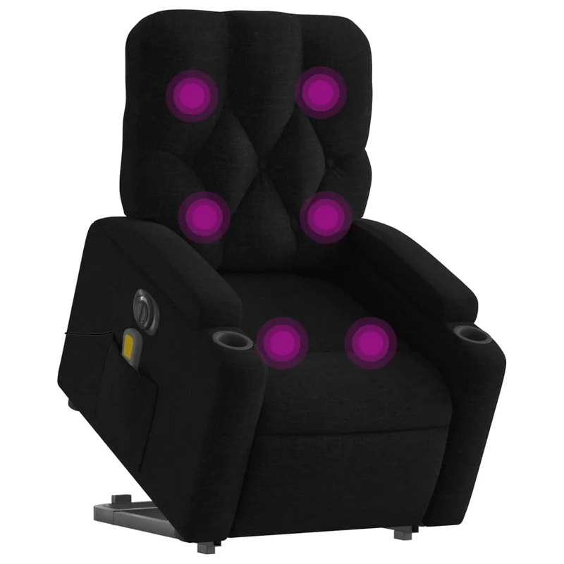 Fauteuil de relaxation fonction massage et inclinable en tissu noir DEC027815