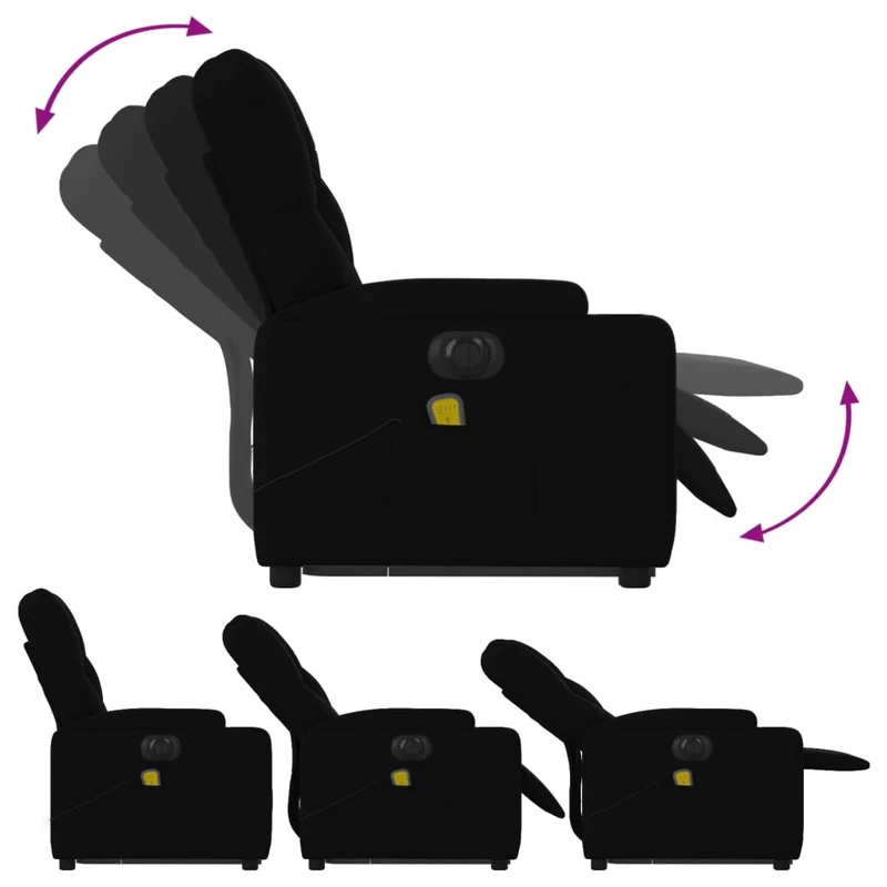 Fauteuil de relaxation fonction massage et inclinable en tissu noir DEC027815