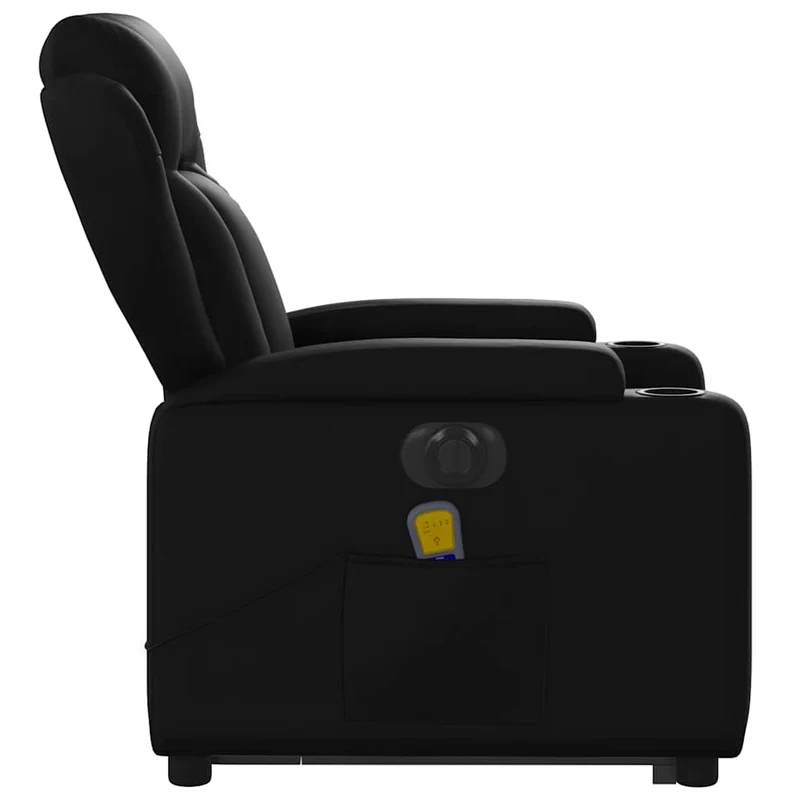 Fauteuil de relaxation fonction massage et inclinable fonction de levage électrique en PVC noir DEC027808
