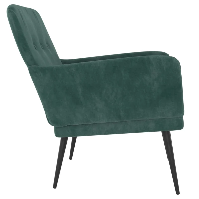 Fauteuil lounge design et moderne avec accoudoirs 62 x 79 x 79 cm en velours vert DEC028683