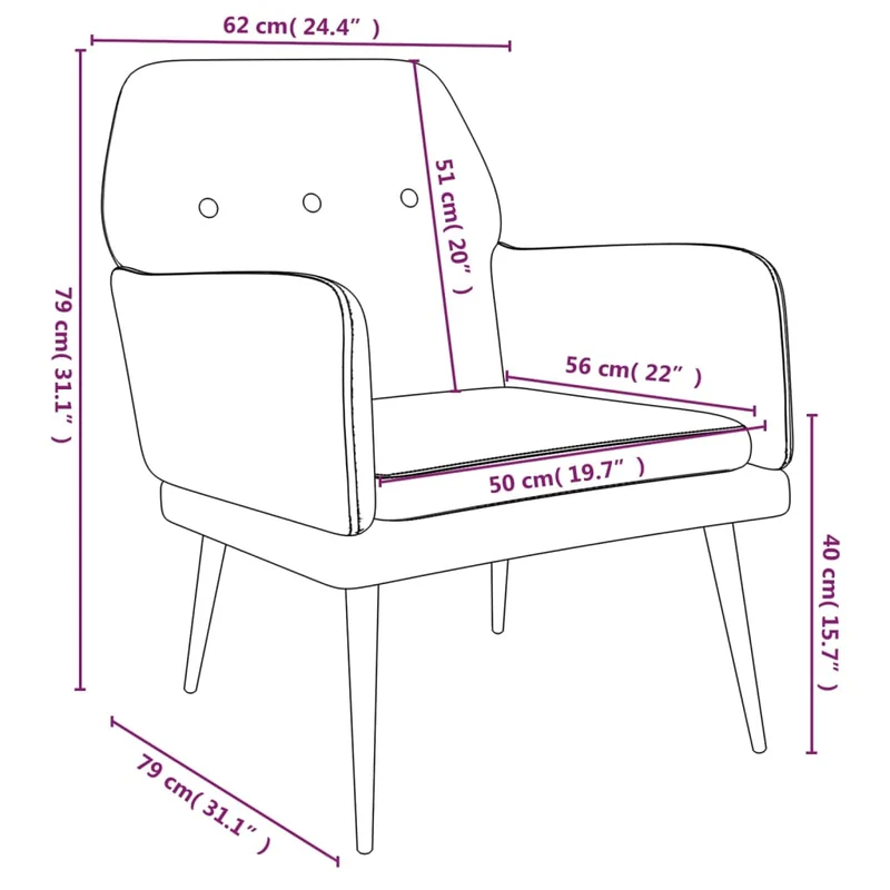 Fauteuil lounge design et moderne avec accoudoirs 62 x 79 x 79 cm en velours vert DEC028683