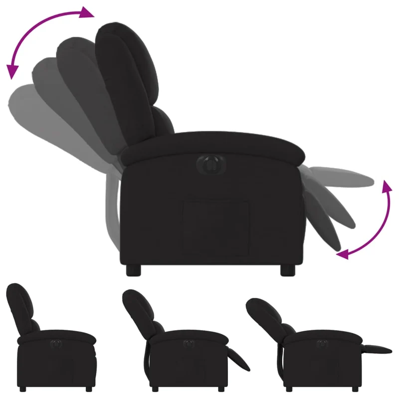 Fauteuil relax TV fonction d'inclinaison électrique très confortable en tissu noir DEC028491