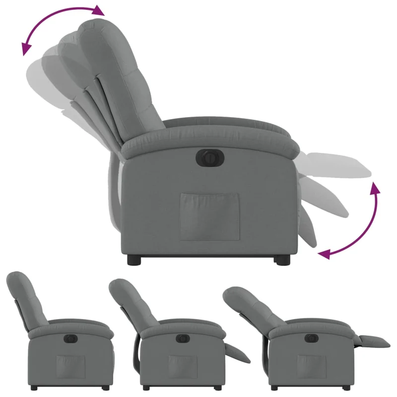 Fauteuil relax TV fonction de levage électrique très confortable en tissu gris foncé DEC028342