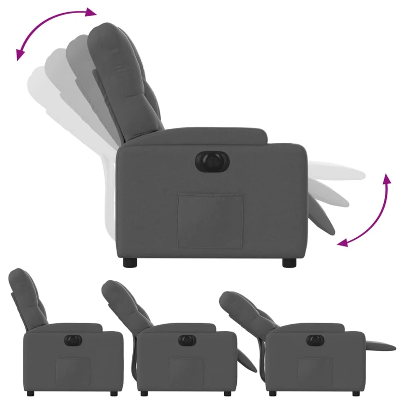 Fauteuil relax TV fonction d'inclinaison électrique très confortable en tissu gris foncé DEC028341