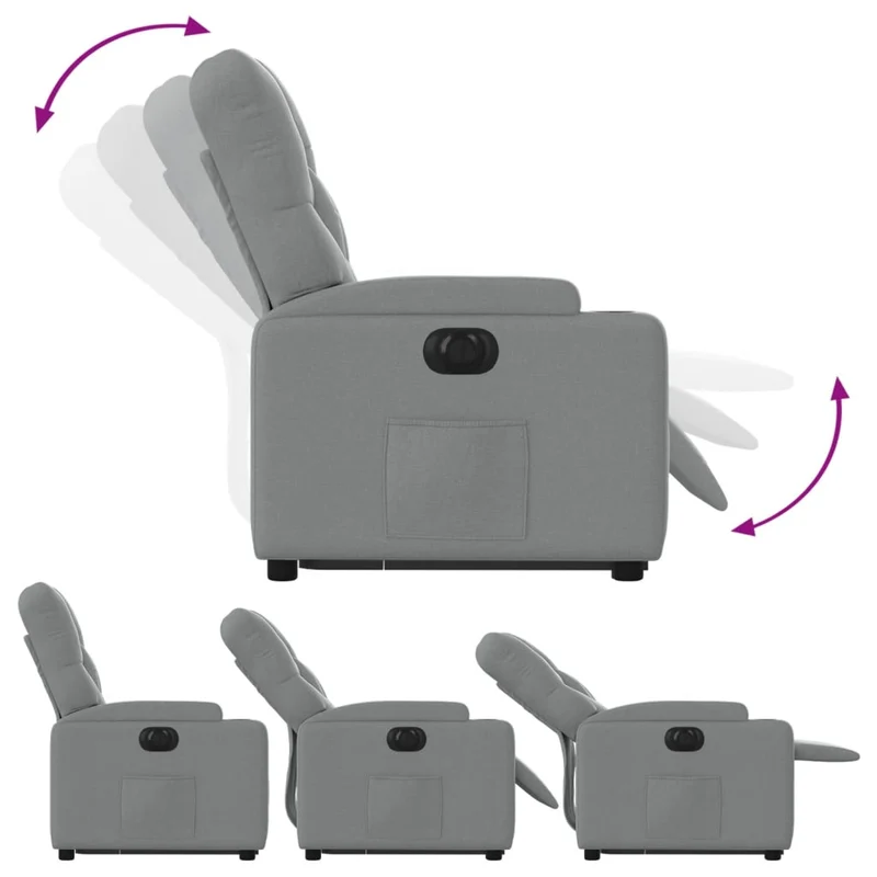 Fauteuil relax TV fonction de levage électrique très confortable en tissu gris clair DEC028309