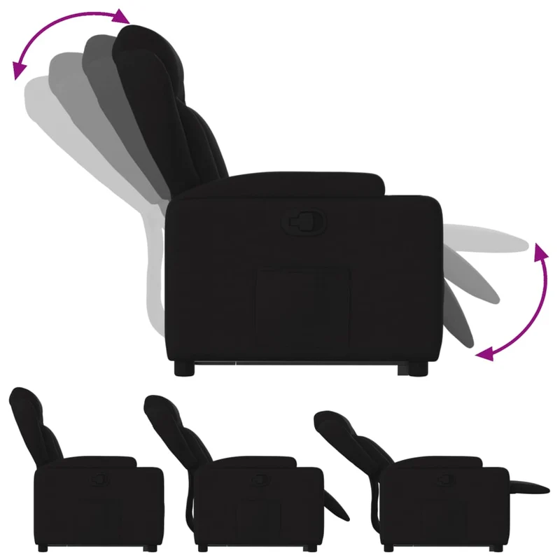 Fauteuil relax TV rembourrage confortable fonction de levage électrique en tissu noir DEC028095