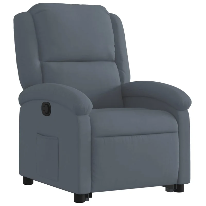 Fauteuil relax TV rembourrage confortable fonction de levage électrique en velours gris foncé DEC027965