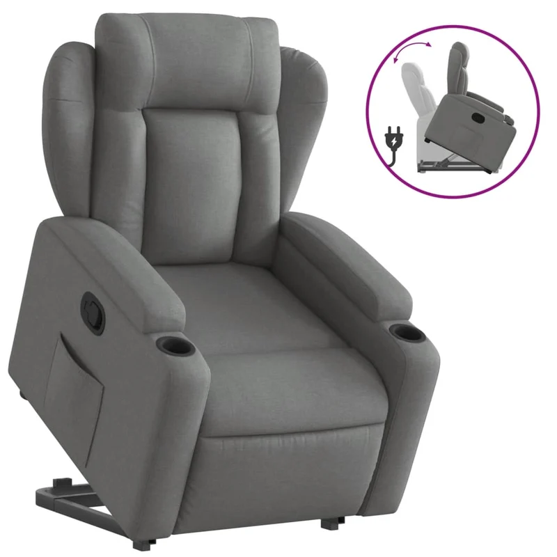 Fauteuil relax TV rembourrage confortable fonction de levage électrique en tissu gris foncé DEC027955