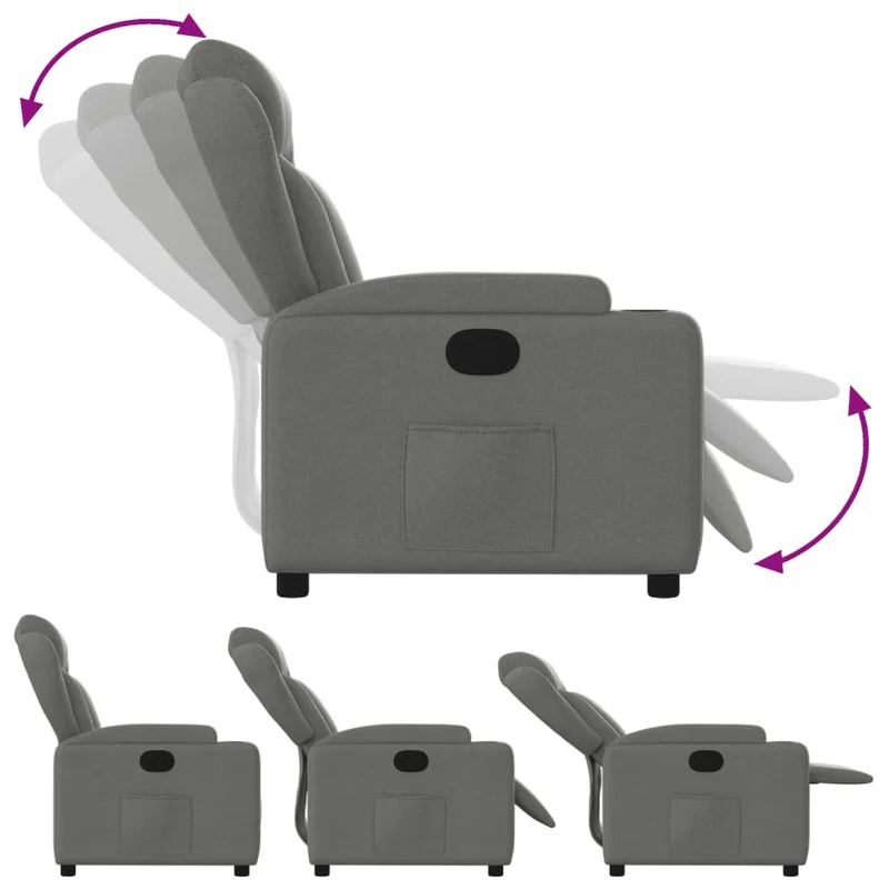 Fauteuil relax TV rembourrage confortable fonction d'inclinaison manuelle en tissu gris foncé DEC027954