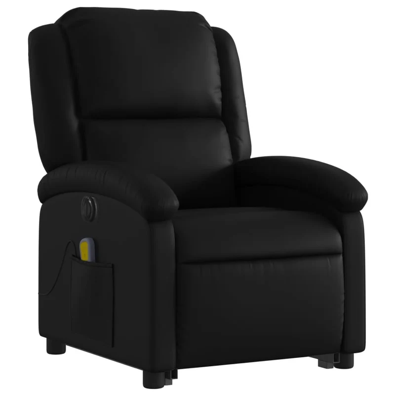 Fauteuil de relaxation fonction massage et inclinable fonction de levage électrique en PVC noir DEC027797