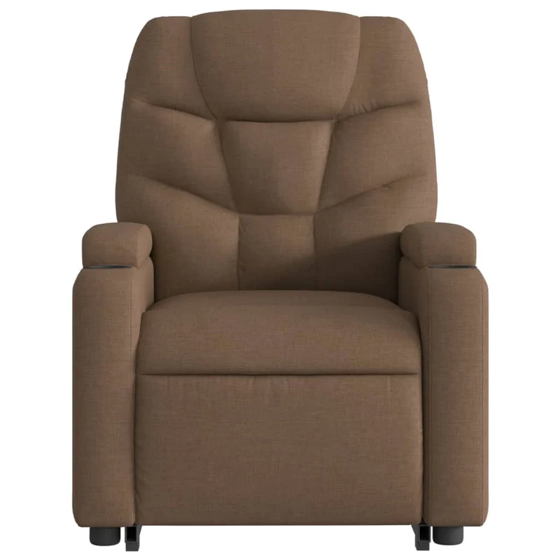 Fauteuil de relaxation fonction massage et inclinable fonction de levage électrique en tissu marron DEC027791
