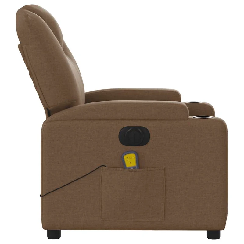 Fauteuil de relaxation fonction massage et inclinable 6 points de massage en tissu marron DEC027787
