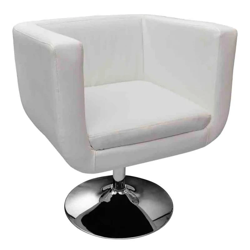 Lot de 2 fauteuils lounge design modernes enc PVC blanc cadre en acier chromé DEC026820