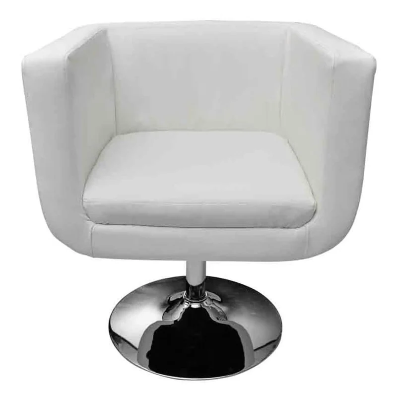 Lot de 2 fauteuils lounge design modernes enc PVC blanc cadre en acier chromé DEC026820