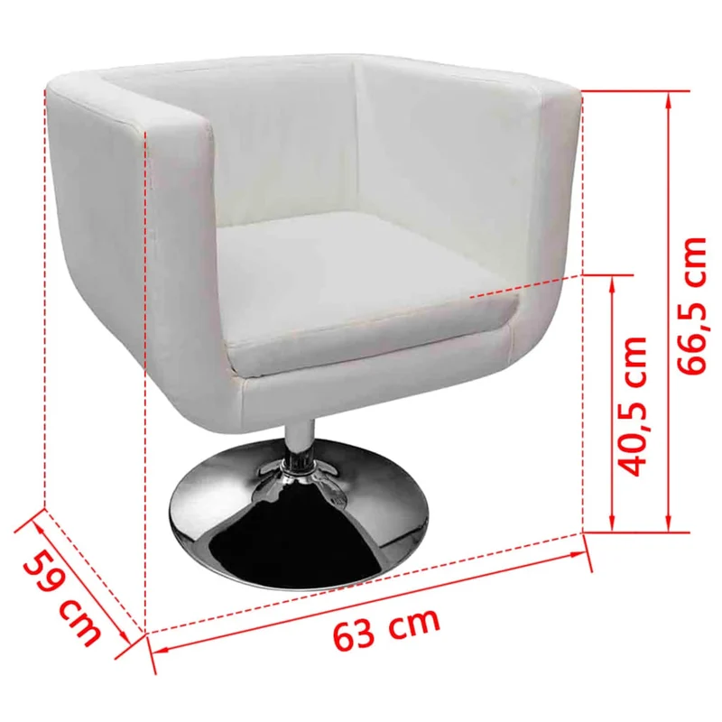 Lot de 2 fauteuils lounge design modernes enc PVC blanc cadre en acier chromé DEC026820