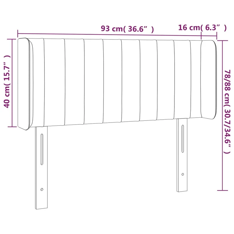 Tête de lit accessoire couchage chambre à coucher meuble à LED 93 x 16 x 78/88 cm tissu gris foncé TDL0200982