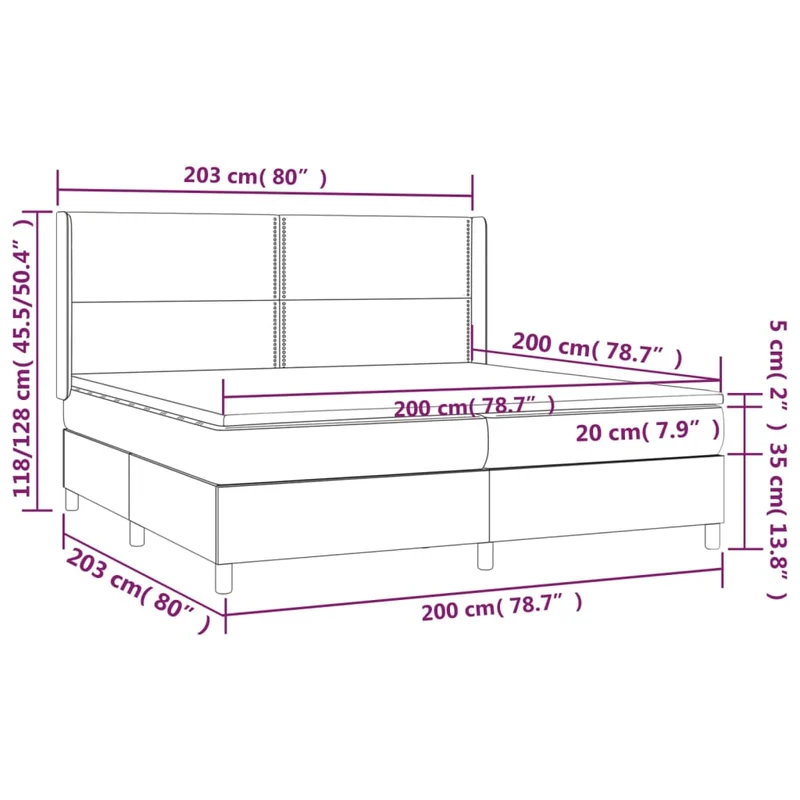 Cadre de lit LED avec sommier tête de lit matelas 200x200 cm tissu gris foncé TDL0208298