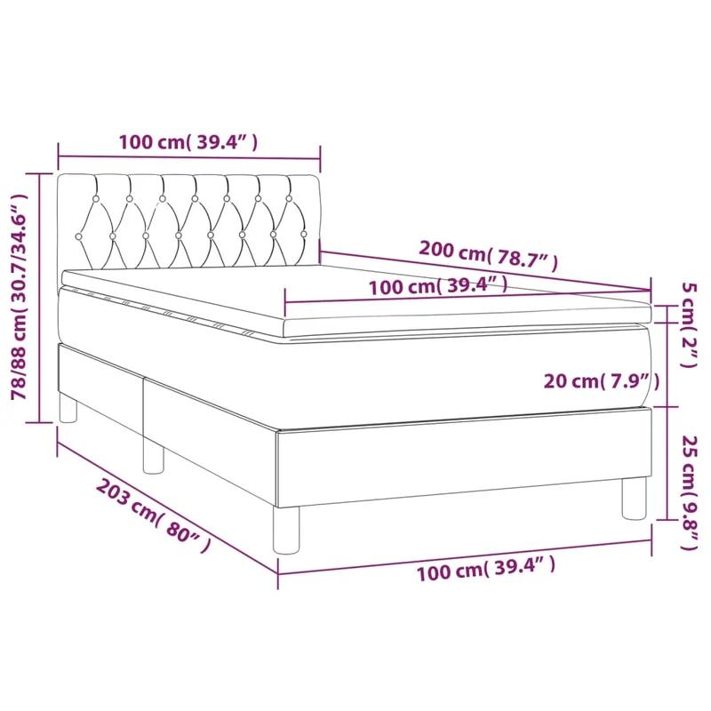 Cadre de lit LED avec sommier tête de lit matelas surmatelas 100x200 cm tissu gris clair TDL0207946