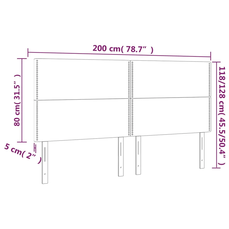 Tête de lit accessoire couchage chambre à coucher meuble en 4 parties 100 x 5 x 78/88 cm tissu gris foncé TDL0206023