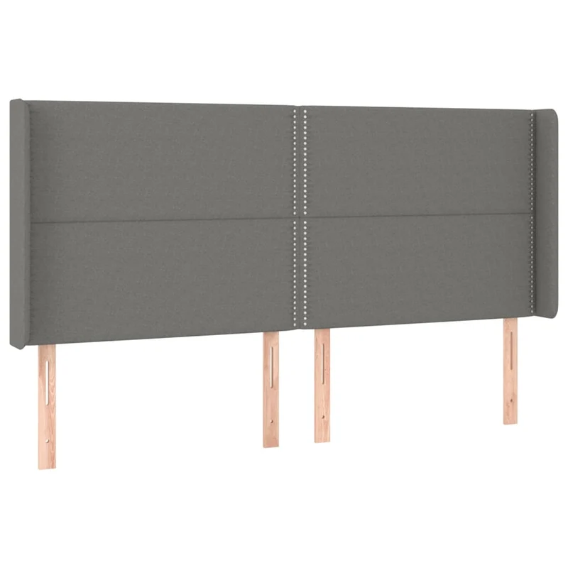Tête de lit accessoire couchage chambre à coucher meuble avec rebord latéral 203 x 16 x 118/128 cm tissu gris foncé TDL0204952