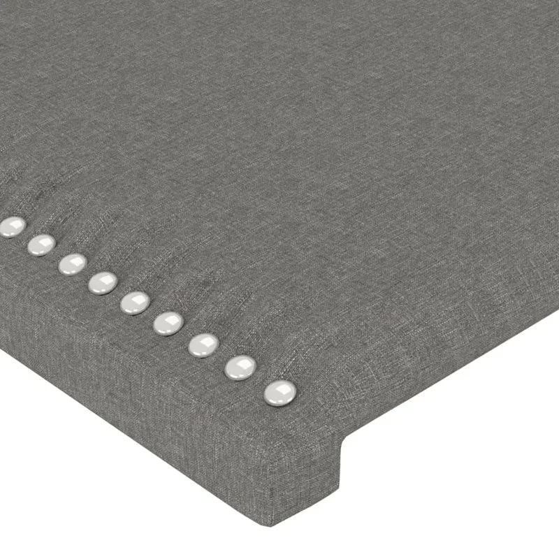 Tête de lit accessoire couchage chambre à coucher meuble avec rebord latéral 203 x 16 x 118/128 cm tissu gris foncé TDL0204952