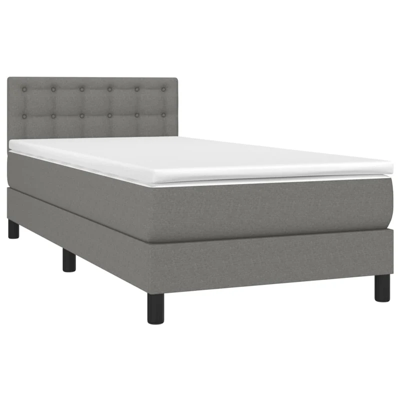 Cadre de lit LED avec sommier tête de lit matelas 100x200 cm tissu gris foncé TDL0208442