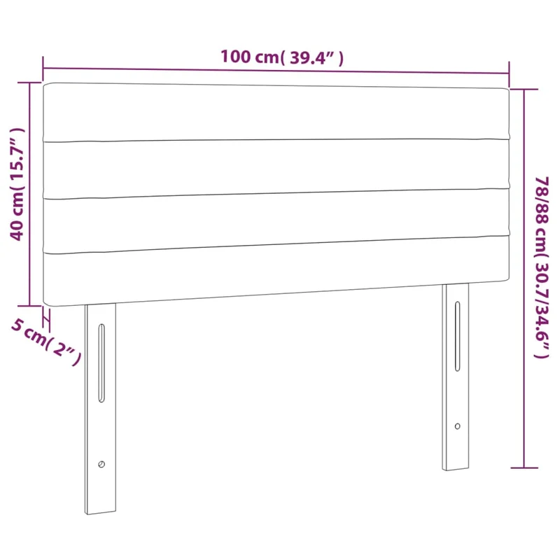 Tête de lit accessoire couchage chambre à coucher meuble à LED 100 x 5 x 78/88 cm tissu velours gris clair TDL0201448