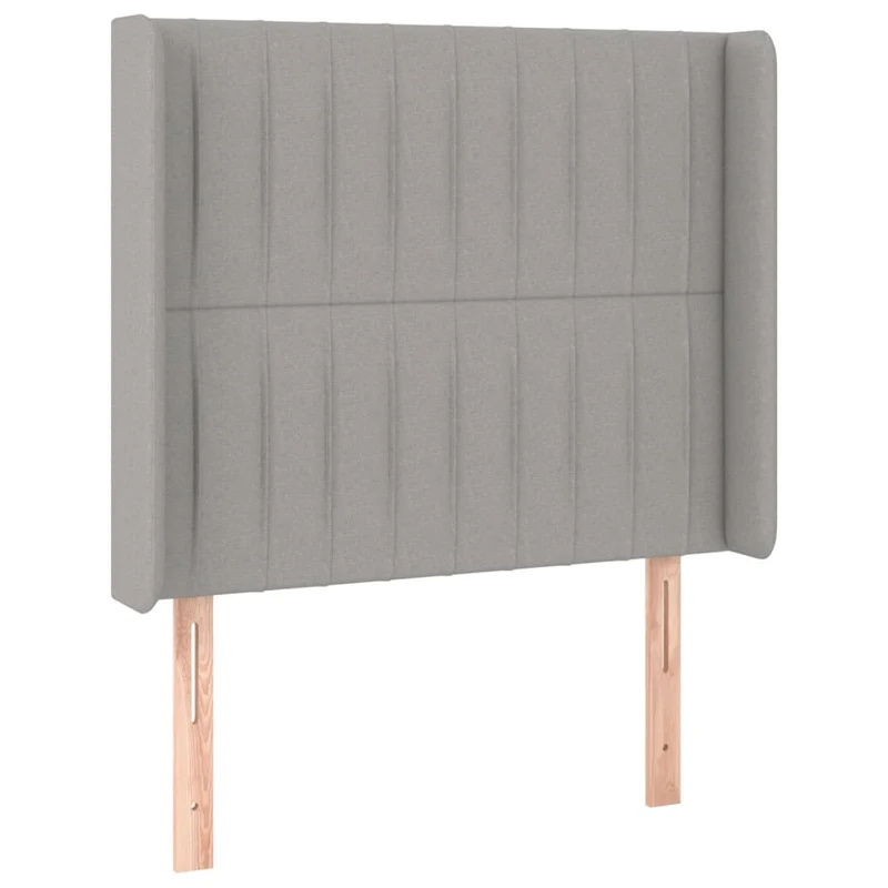 Tête de lit accessoire couchage chambre à coucher meuble avec rebord latéral 103 x 16 x 118/128 cm tissu gris clair TDL0205327