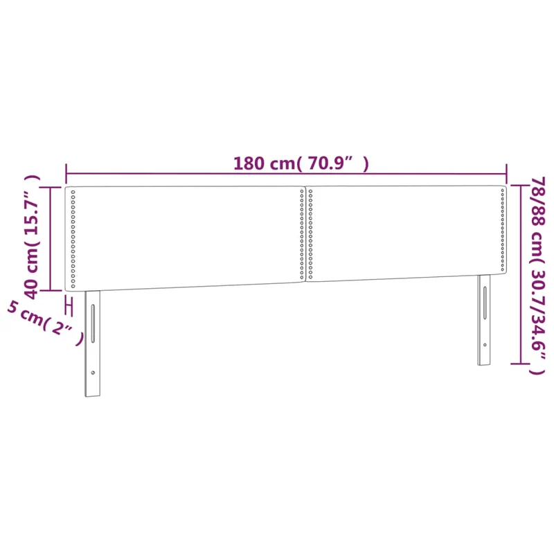 Tête de lit accessoire couchage chambre à coucher meuble en 2 parties 90 x 5 x 78/88 cm tissu gris foncé TDL0206342