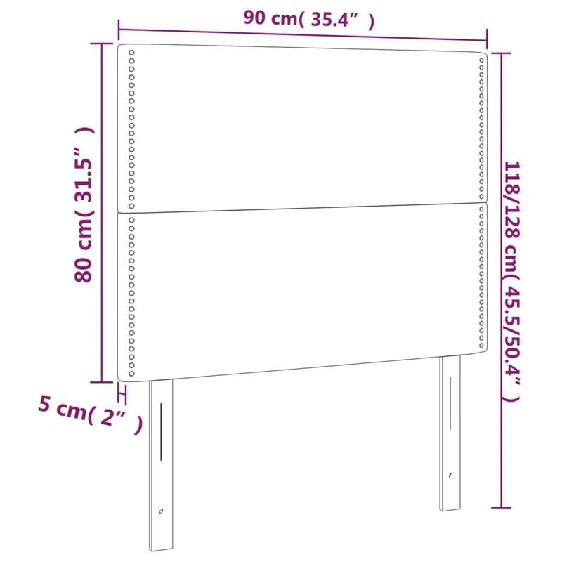 Tête de lit accessoire couchage chambre à coucher meuble en 2 parties 90 x 5 x 78/88 cm tissu gris foncé TDL0206340