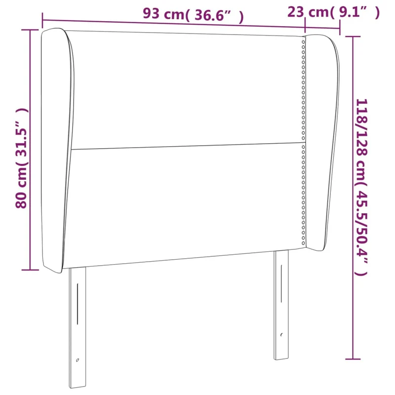 Tête de lit accessoire couchage chambre à coucher meuble avec rebord latéral 93 x 23 x 118/128 cm tissu gris clair TDL0205090