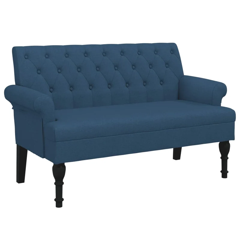 Banquette banc avec dossier capitonné et accoudoirs 120 x 62 x 75,5 cm tissu bleu DEC024640