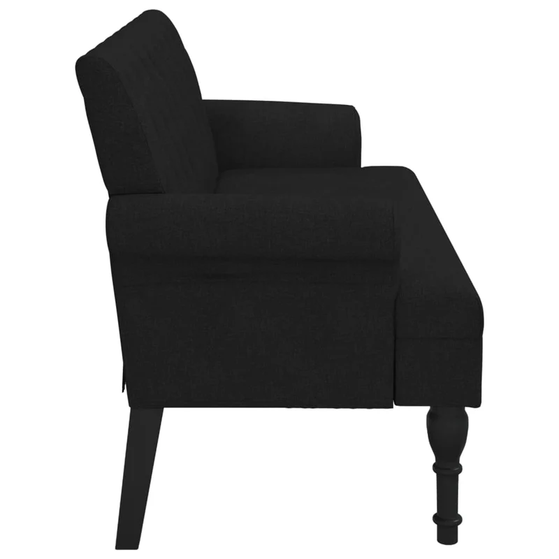 Banquette banc avec dossier capitonné et accoudoirs 120 x 62 x 75,5 cm tissu noir DEC024657