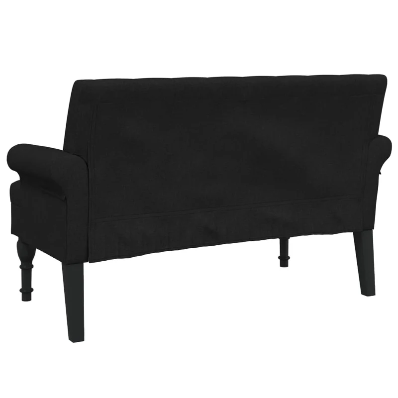 Banquette banc avec dossier capitonné et accoudoirs 120 x 62 x 75,5 cm tissu noir DEC024657