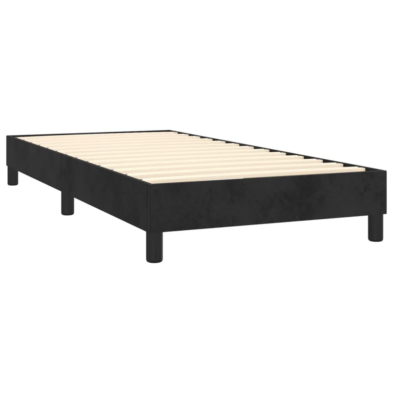 Cadre de lit LED avec sommier tête de lit matelas 90x200 cm tissu velours noir TDL0209006