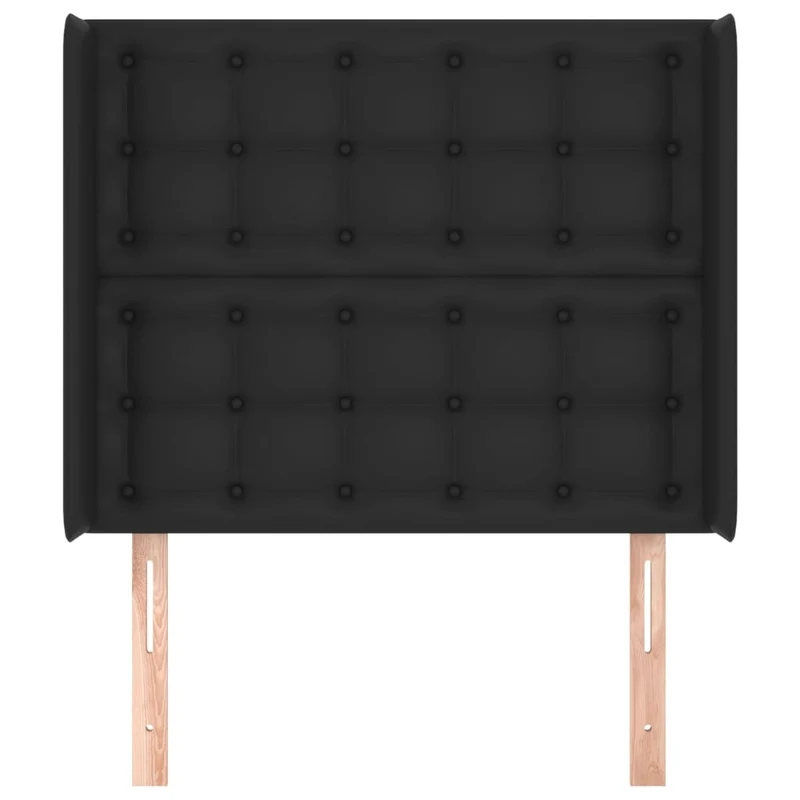 Tête de lit accessoire couchage chambre à coucher meuble capitonné avec rebord latéral 83 x 16 x 118/128 cm synthétique noir TDL0204466