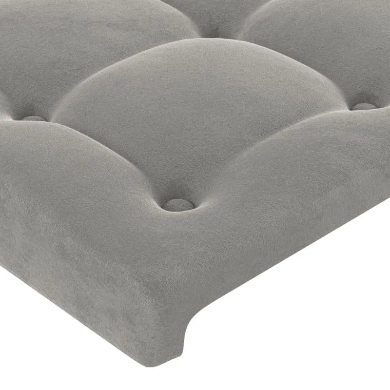 Tête de lit accessoire couchage chambre à coucher meuble capitonné avec rebord latéral 163 x 16 x 78/88 cm tissu velours gris clair TDL0205224