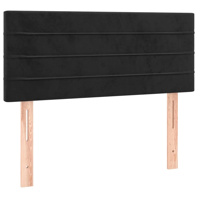 Tête de lit accessoire couchage chambre à coucher meuble à LED 100 x 5 x 78/88 cm tissu velours noir TDL0200751