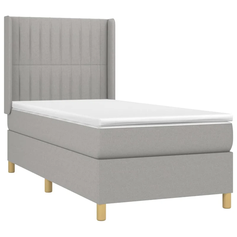 Cadre de lit LED avec sommier tête de lit matelas surmatelas 100x200 cm tissu gris clair TDL0207940