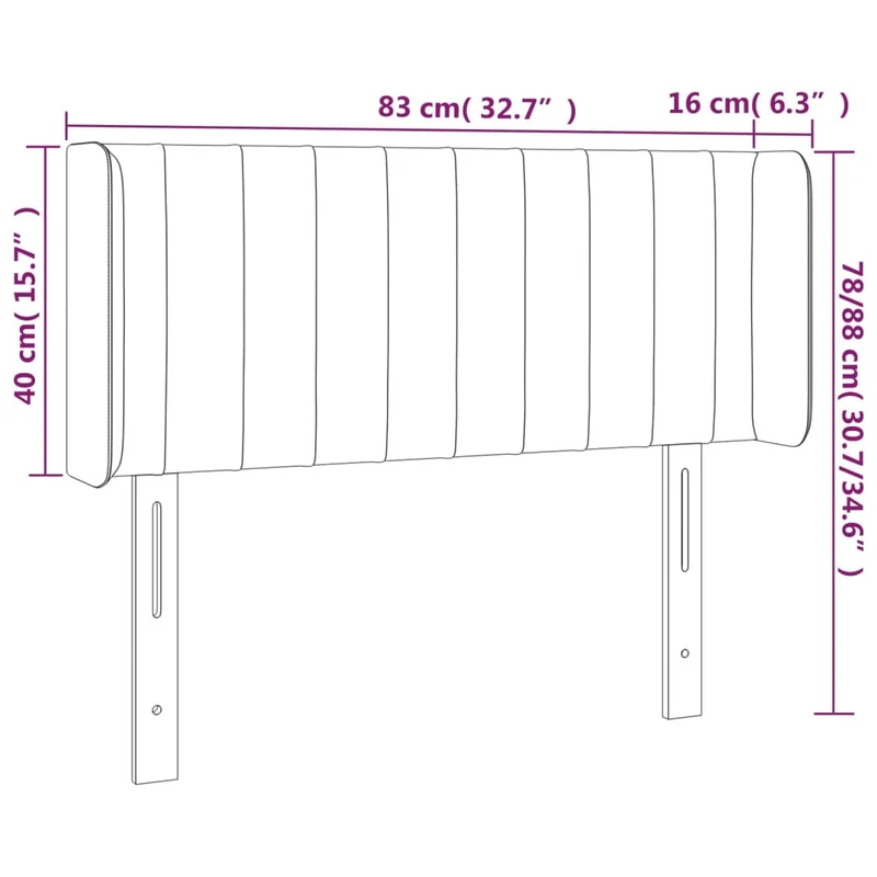 Tête de lit accessoire couchage chambre à coucher meuble avec rebord latéral 83 x 16 x 78/88 cm tissu gris foncé TDL0204905