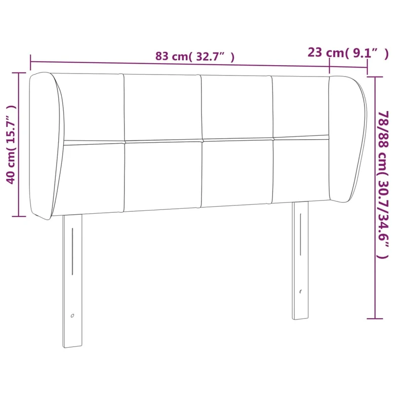 Tête de lit accessoire couchage chambre à coucher meuble avec rebord latéral 83 x 23 x 78/88 cm tissu velours gris foncé TDL0204878