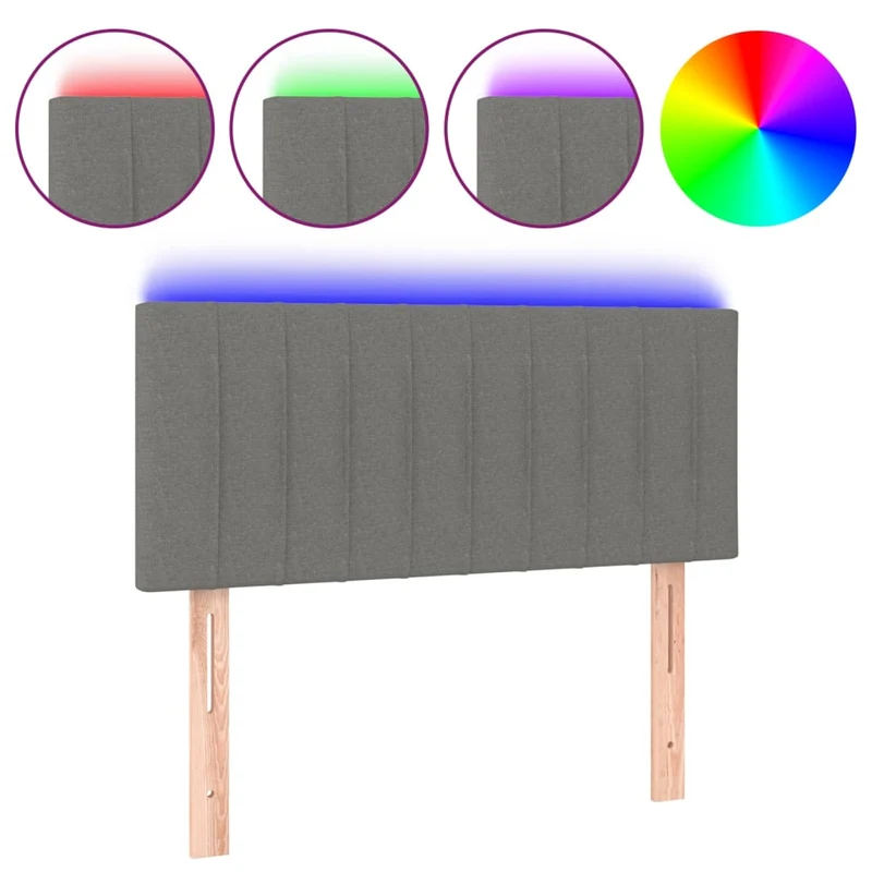 Tête de lit accessoire couchage chambre à coucher meuble à LED 80 x 5 x 78/88 cm tissu gris foncé TDL0201041