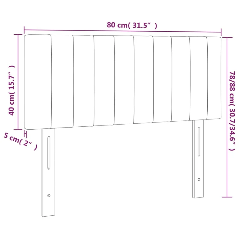 Tête de lit accessoire couchage chambre à coucher meuble à LED 80 x 5 x 78/88 cm tissu gris foncé TDL0201041