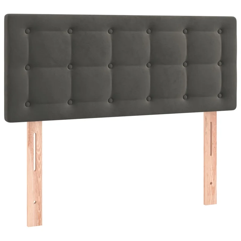 Cadre de lit LED avec sommier tête de lit matelas 90x200cm tissu velours gris foncé TDL0208247