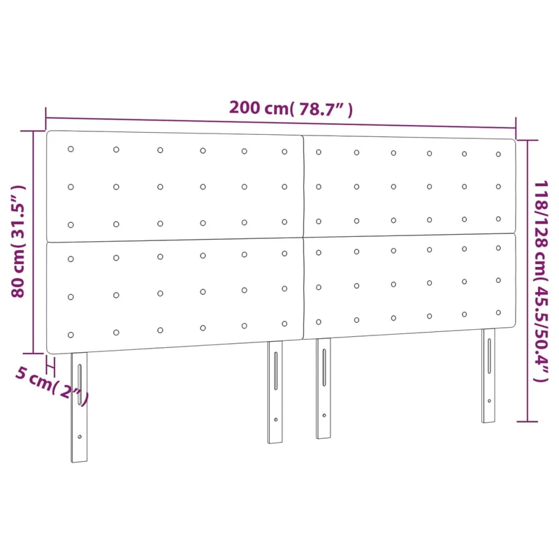 Tête de lit accessoire couchage chambre à coucher meuble en 4 parties 100 x 5 x 78/88 cm tissu gris foncé TDL0206019